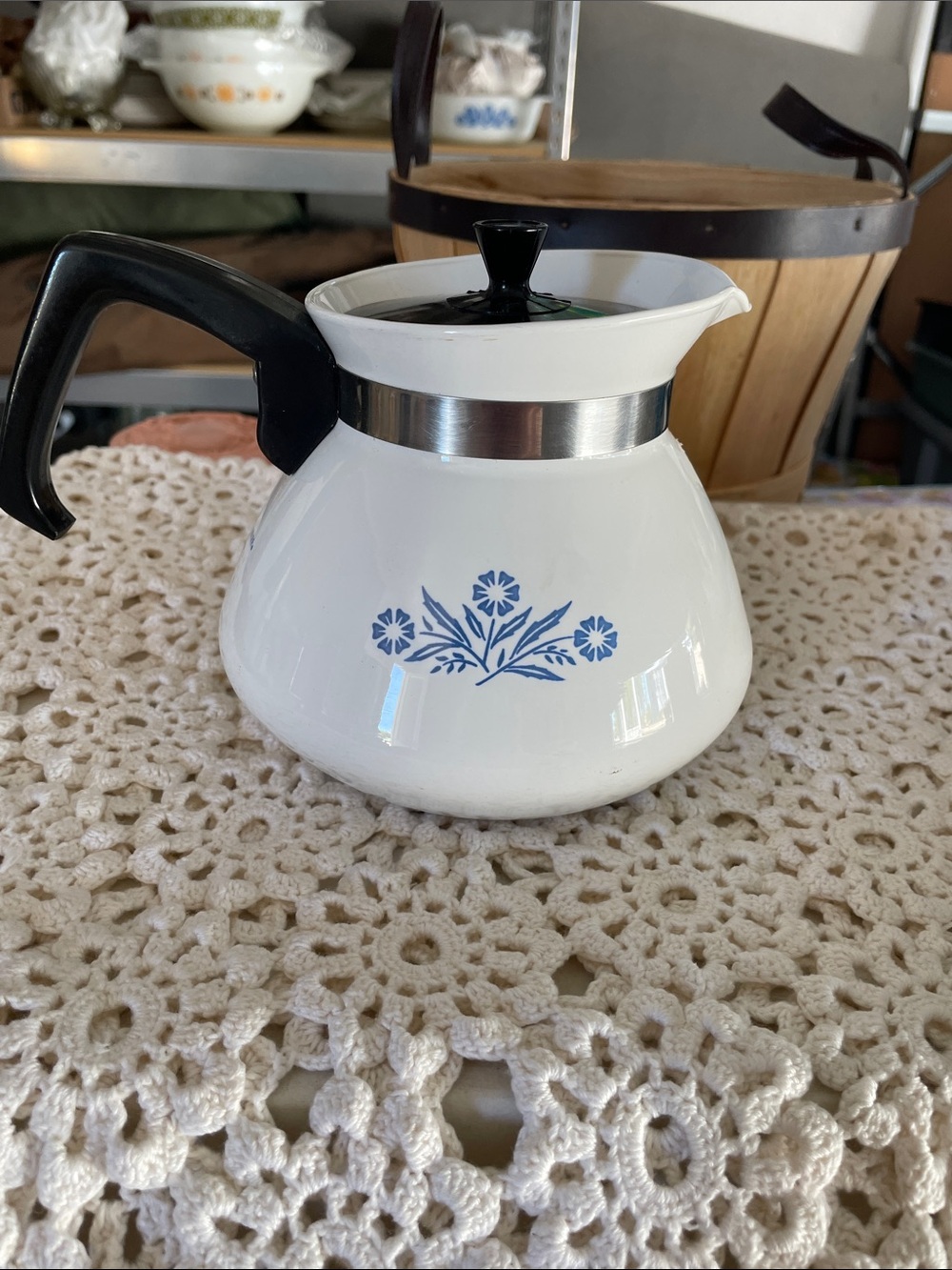 Vintage 1950’s CorningWare coffee pot with back stamp